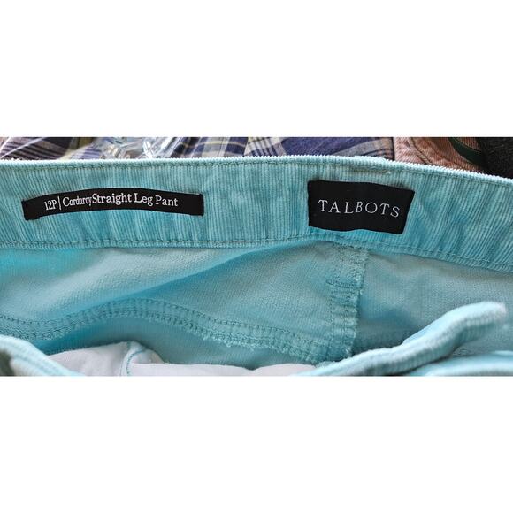 Talbots High Waist‎ Straight Leg Corduroy Pants Size 12P Teal Blue Petite 32x28 - Picture 2 of 2